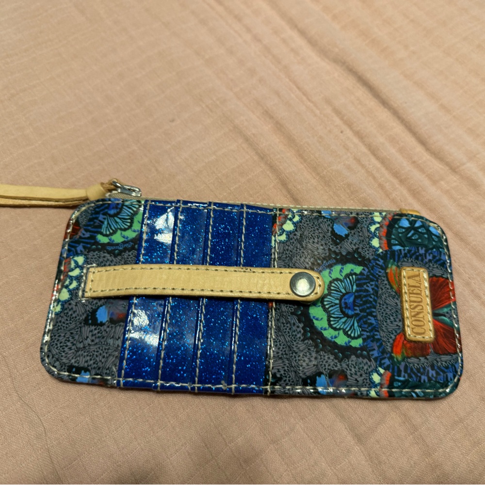 Consuela Card Organizer- Blue and Gray Wristlet